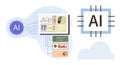 AI Technology with Data Analysis and Cloud Computing Concept in Minimalist Design Royalty Free Stock Photo