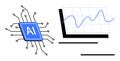 AI Technology and Data Analytics Concept with Microchip and Line Graph Royalty Free Stock Photo