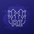AI technology evolution line icon for web