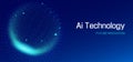 AI technology future innovation abstract vector background. Creative blue banner for artificial intelligence presentation Royalty Free Stock Photo