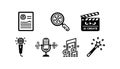 AI technology icons set with microphone music magic wand and clapperboard vector design for creative projects Royalty Free Stock Photo
