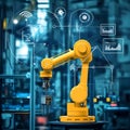 Ai technology in industry yellow robot framework supporting human robot collaboration seamlessly Royalty Free Stock Photo
