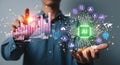AI Technology Integration Business Growth Data Analysis and Machine Learning Concept Showing Future Trends with Data Visualization Royalty Free Stock Photo