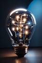 Illuminating Progress: AI Technology in a Lightbulb. AI generated