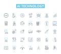 AI technology linear icons set. Intelligence, Automation, Robotics, Machinelearning, Virtualassistant, Expertsystem Royalty Free Stock Photo
