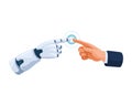 ai technology man and robot touching fingers