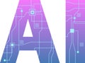 AI technology with Path, Artificial Intelligence, AI processor, Ai Symbol, Intelligence sign, innovation futuristic, AI Color