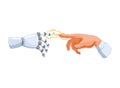 ai technology robot and human touching fingers