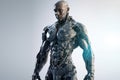 AI technology, sci fi and cyborg man, futuristic robot or fantasy warrior character for RPG, gaming or cyberpunk. Studio