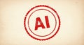 AI Technology Stamp Red Seal on Beige Background: Artificial Intelligence Concept Royalty Free Stock Photo