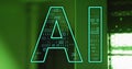 AI text with binary code image over green background Royalty Free Stock Photo