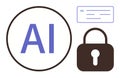 Artificial Intelligence Security Concept with Lock and Encrypted Data Royalty Free Stock Photo