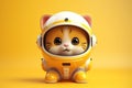 To the Stars and Beyond: A 3D-Rendered Cat\'s Astronomical Aspirations Against Yellow Gradient Background