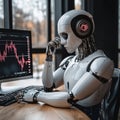 AI Trader Analyzing Stock Market Data on Computer Screen, Artificial Intelligence in Finance Royalty Free Stock Photo