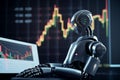 AI Trading. AI Robot on chatGPT generate analytic Trading chart. Royalty Free Stock Photo