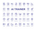 ai trainer trains models, refining datasets, improving AI accuracy icon set Royalty Free Stock Photo