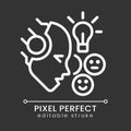 AI understands emotions pixel perfect white linear icon for dark theme