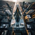 Urban Skylines Unveiled: A Drone\'s Spectacular Aerial Perspective of Megacity Roofs