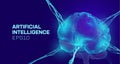 AI vector background. Artificial intelligence brain. Psychology vector background. AI data memory connect. Neuron