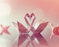 AI Vision of Love Origami: Swan Pair Forming a Heart in Soft Light. Royalty Free Stock Photo