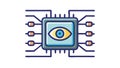 AI Vision Technology, Digital Eye on Chip, Machine Learning, vector design Generative AI Royalty Free Stock Photo