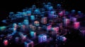 Visualizing Big Data Generated by an Clustering Algorithm in a Glowing Cube Design Royalty Free Stock Photo