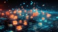 Visualizing Big Data Generated by an Clustering Algorithm in a Glowing Cube Design Royalty Free Stock Photo