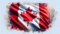 AI watercolor painting a faded national Canadian flag waving with copy-space