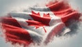 AI watercolor painting a faded national Canadian flag waving with copy-space
