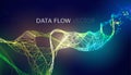 AI wave background. Blockchain data flow. Network line connect stream. AI tech flow