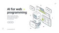 AI For Web Programming Robot Modern Isometric Banner Vector Illustration Royalty Free Stock Photo