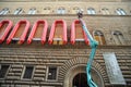 Ai Weiwei art exhibition lifeboats on the Palazzo Strozzi facade