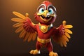 Wings of Justice: 3D-Generated Parrot Soars as a Superhero on Orange Golden Gradient Background