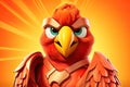 Wings of Justice: 3D-Generated Parrot Soars as a Superhero on Ornage Gradient Background