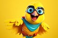 Wings of Justice: 3D-Generated Parrot Soars as a Superhero on Yellow Gradient Background