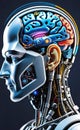 AI wisdom, program code running in AI, technological computer background,