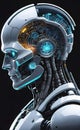 AI wisdom, program code running in AI, technological computer background,