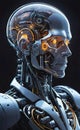 AI wisdom, program code running in AI, technological computer background,