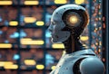 AI wisdom, program code running in AI, technological computer background,