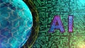 ai word processor line texture background and blurred world illustration