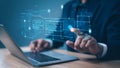 AI workflow automation concept. artificial intelligence software, Businessman uses AI Agent with Coding flow process technology, Royalty Free Stock Photo
