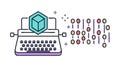 AI Writing Data Cube Typewriter, Generative Technology Icon, vector design Generative AI Royalty Free Stock Photo