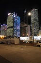 AIA Central, CCB buildind, Bank of China and other sky scrapers in Hong Kong by night