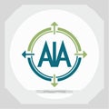 AIA Letter Initial Logo with Compass Arrows Royalty Free Stock Photo
