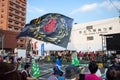 Aichi, JAPAN - August 6, 2016: Anjo Tanabata festival., Japanese girls in colorful kimono dance at Anjo Tanabata Festival