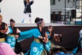 Aichi, JAPAN - August 6, 2016: Anjo Tanabata festival., Japanese girls in colorful kimono dance at Anjo Tanabata Festival