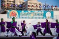 Aichi, JAPAN - August 6, 2016: Anjo Tanabata festival., Japanese girls in colorful kimono dance at Anjo Tanabata Festival