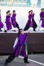 Aichi, JAPAN - August 6, 2016: Anjo Tanabata festival., Japanese girls in colorful kimono dance at Anjo Tanabata Festival