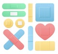 Aid Band Plaster Medical Patch Color Set. Vector