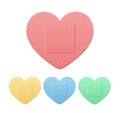 Aid Band Plaster Strip Medical Patch Heart Color Set. Vector